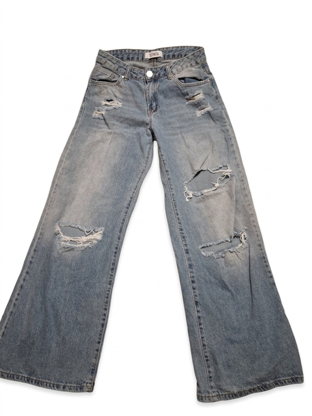 TELEPATIA High Rise Wide Leg Distressed Jeans Size 5/27
